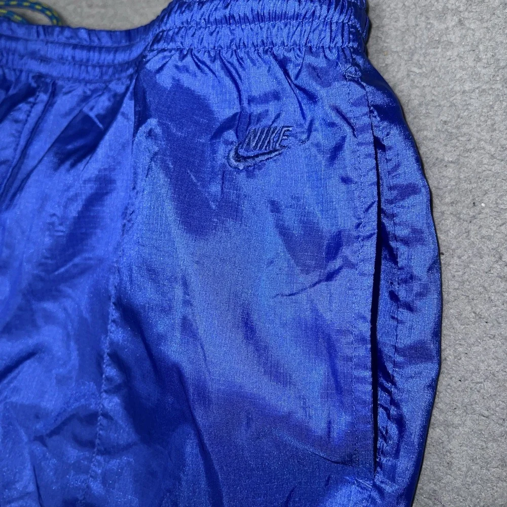 VTG Nike Windbreaker Track Pants Youth Sz L (14) Blue Ankle Zip Nylon Jogger 90s